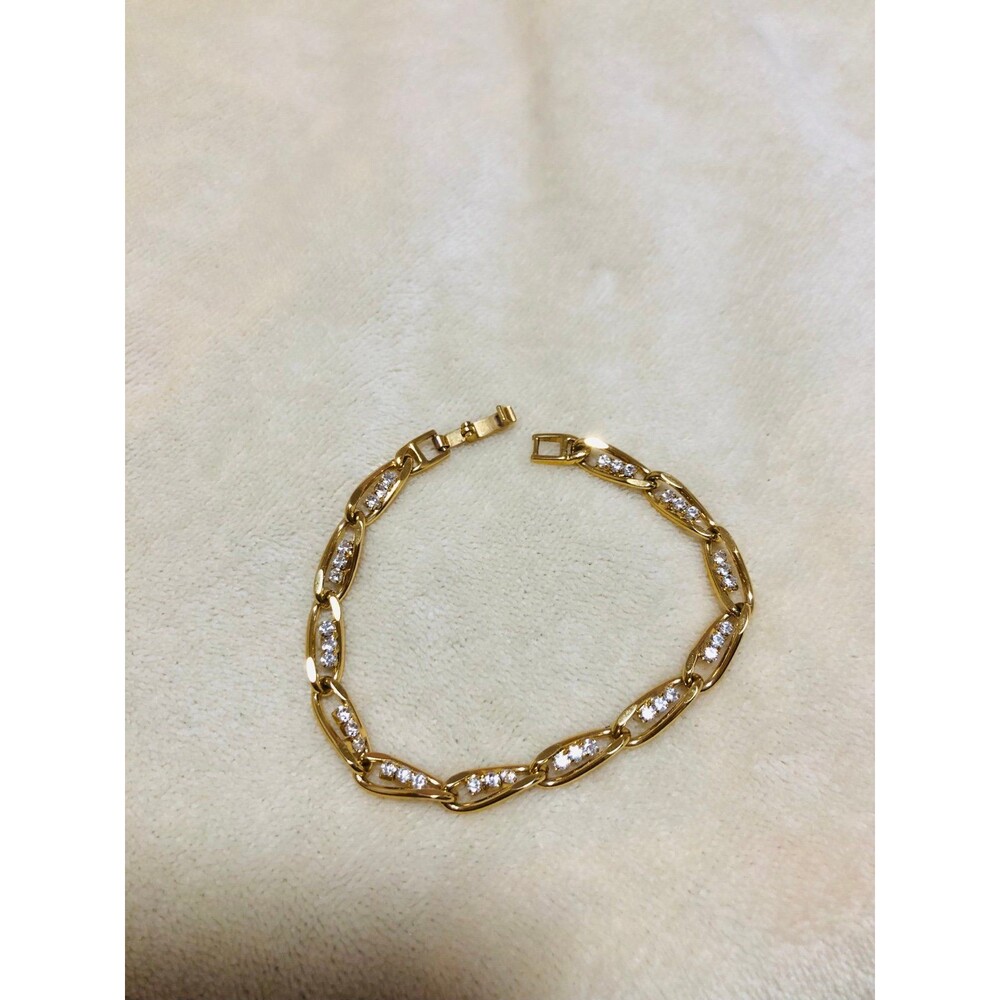 Gold-Tone Crystal Link Tennis Bracelet 7.5”
